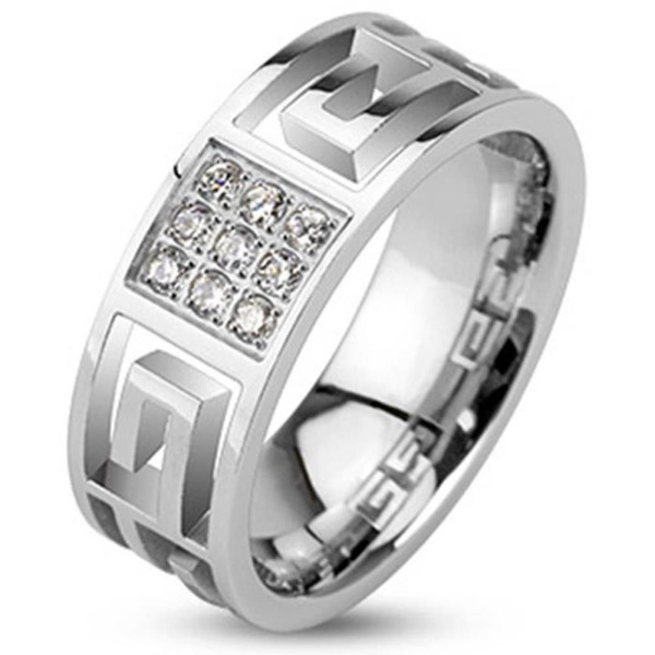 Fingerring Ring Edelstahl silber "9 Zirkonia"