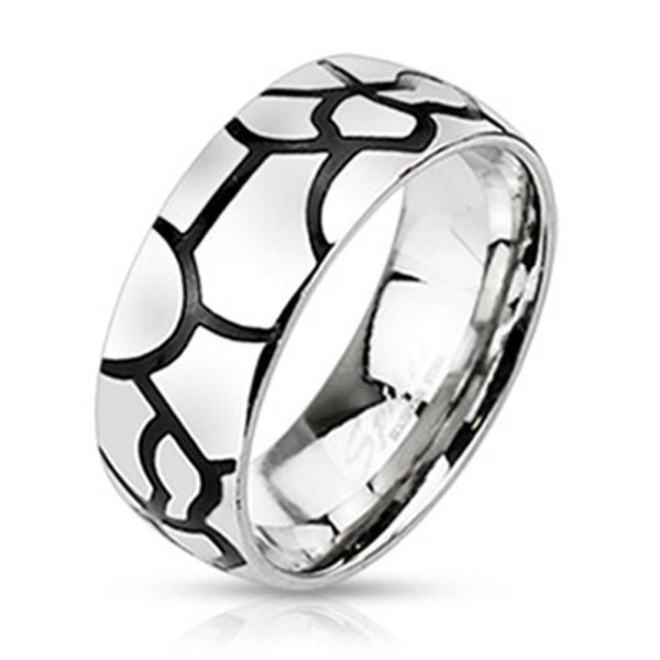 Herren Damen Ring Fingerring Edelstahl silber "Black Line Stripe"