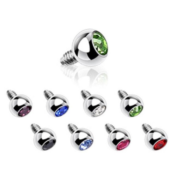 Dermal Anchor Aufsatz 3mm Zirkonia 8 Farben oder Set -- PIERCINGS von COOLBODY