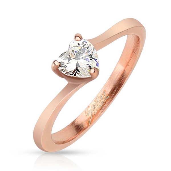 Edelstahl Ring roségold 2,3mm breit Herz Herzstein 47 (15) - 57 (18)