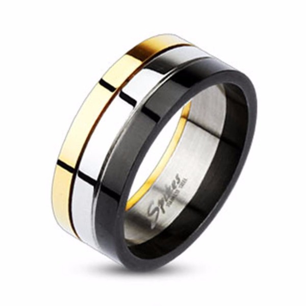 Herren Damen Ring gold silber schwarz Edelstahl NEW -- SCHMUCK von ALLFORYOU