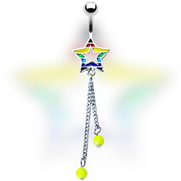 Bauchnabelpiercing "Regenbogenstern mit Perlen "