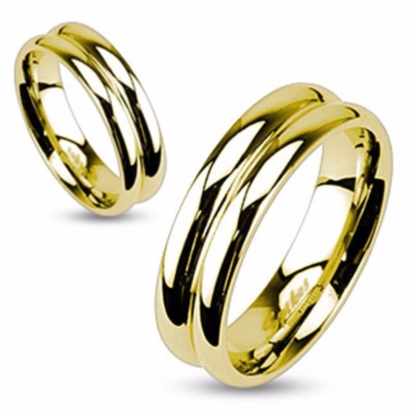 Damen Herren Ring gold poliert hochglanz Edelstahl