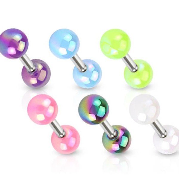 Tragus Cartilage Barbell 6 Farben Perlenoptik Acrylkugel