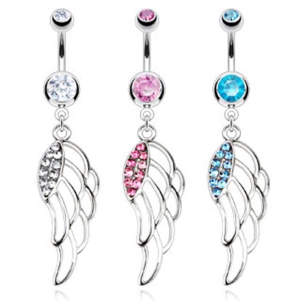 Bauchnabelpiercing "Angel Wing" Zirkonia 3 Farben