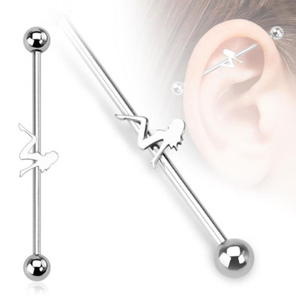 Unisex Inlay Industrial Piercing Sexy Girl "Erotic" 38mm