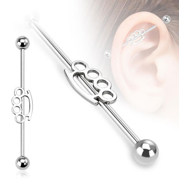 Barbell Industrial Piercing "Brassknuckle" 38mm Chirurgenstahl