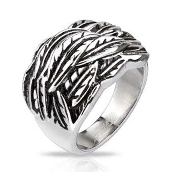 Edelstahl Herren Damen Ring silber "Windy Federn" NEU -- SCHMUCK von COOLBODY