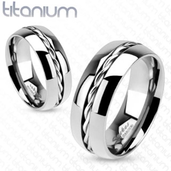 Titan Herren Damen Ring silber "Rope Twist Inlay"