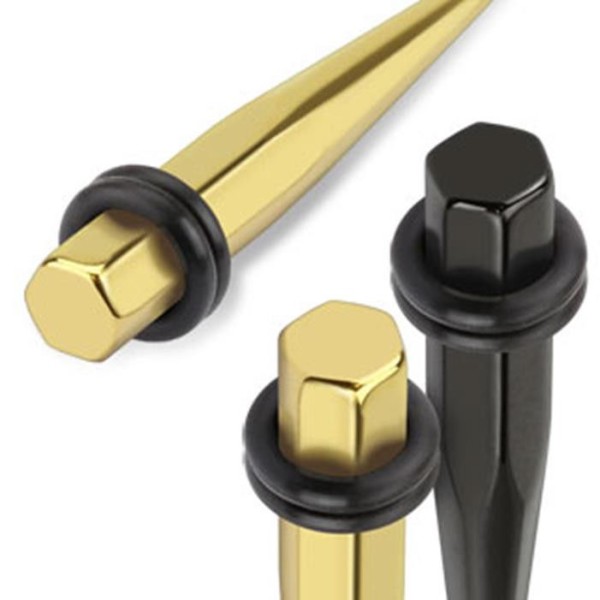 Expander Dehnstab "Hexagon Style" gold schwarz 3-8mm RESTPOSTEN