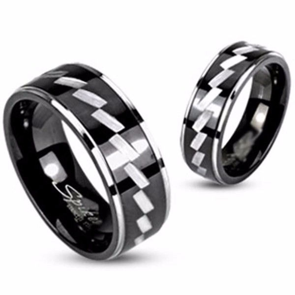 Herren Damen Ring silber schwarz 9 Größen Tribal