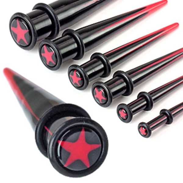 Expander Taper Dehnstab Star Style Schwarz-Rot 3-10mm