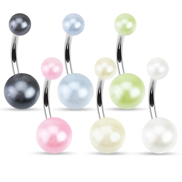 Acrylball Perlenoptik Bauchnabelpiercing 6 Farben oder 6er Set