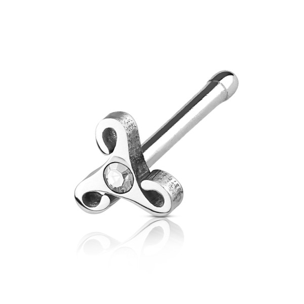 Nose Stud Edelstahl-Chirurgenstahl silber mit klarem Kristall 6mm