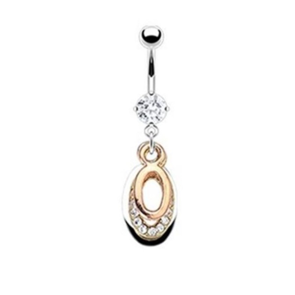 Bauchnabelpiercing Chirurgenstahl 316L Zirkonia Anhänger Oval Gold Rose Gold Silber