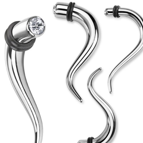 Expander Dehnstab "Double Curve" silber 3-6,5mm Plug